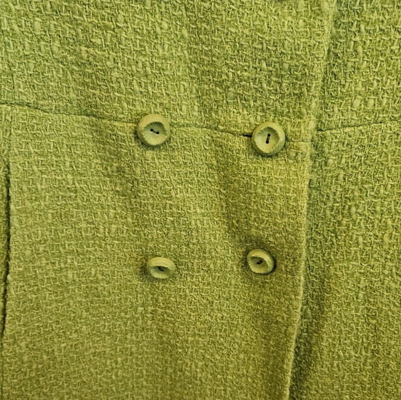 Vintage Miller Schulman Green Double-Breasted Spring Wool Coat, Med, 3/4 Sleeve - Picture 6 of 16